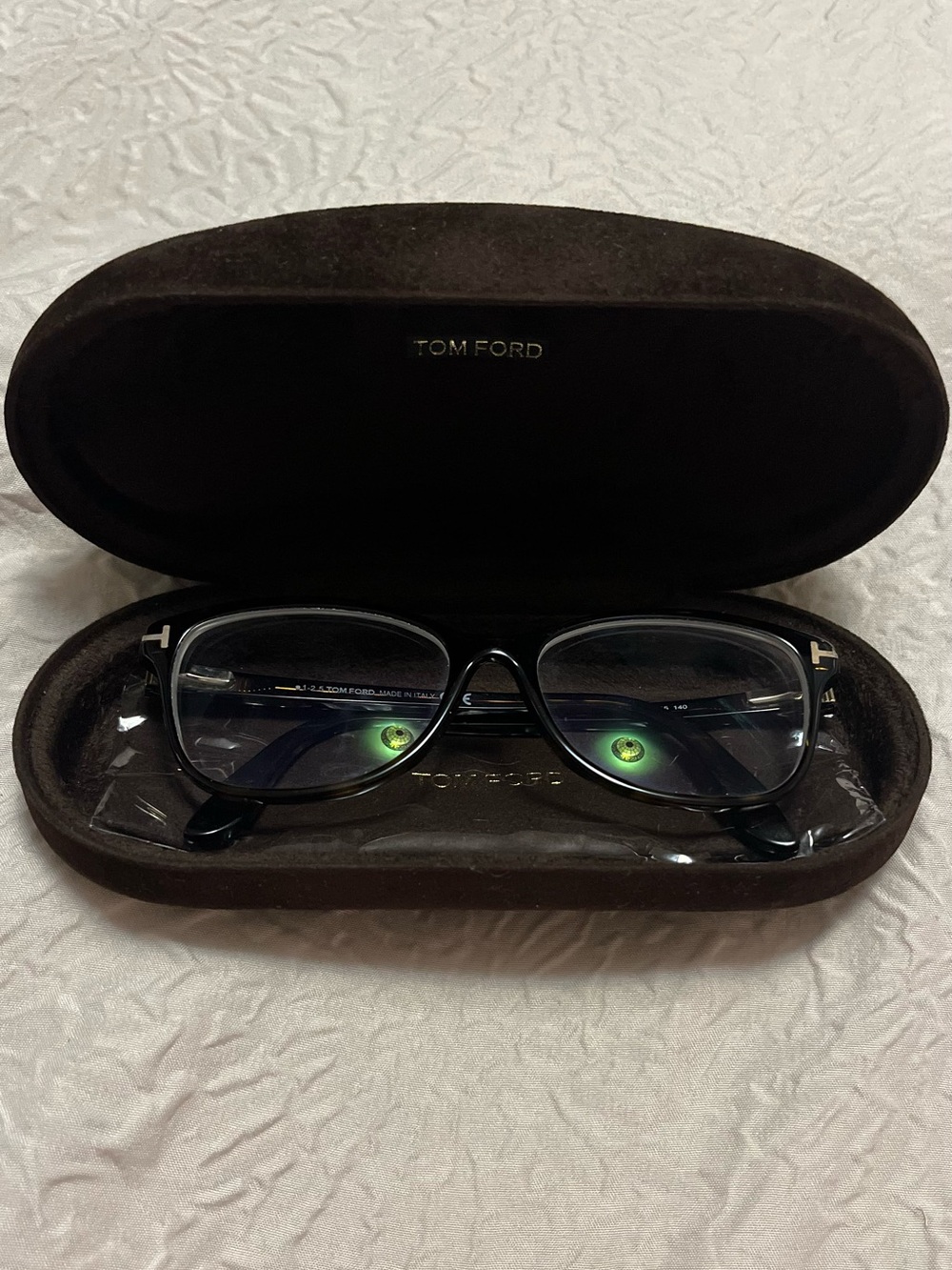 Tom Ford Tortoise Eyeglasses with Brown Suede Case